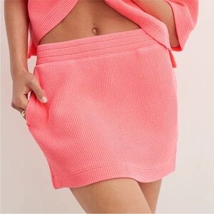 Aerie Wonder Neon Pink Ribbed Mini Skirt Womens Size Medium